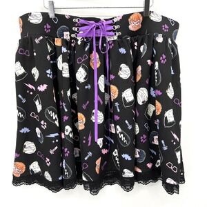 Hot Topic‎ Universal Monsters Chibi Lace-Up Skirt Size 4X Lace Trim Halloween